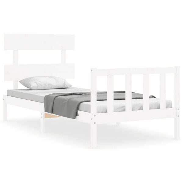 vidaXL Bedframe met hoofdbord massief hout wit