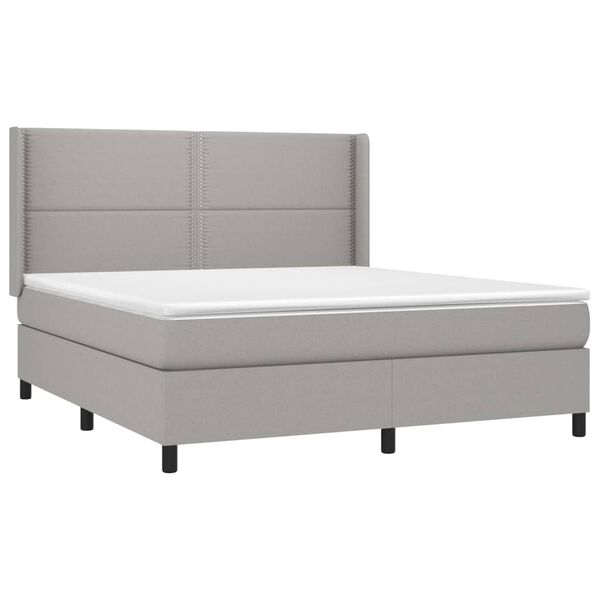 vidaXL Boxspring met matras en LED stof lichtgrijs 160x200 cm