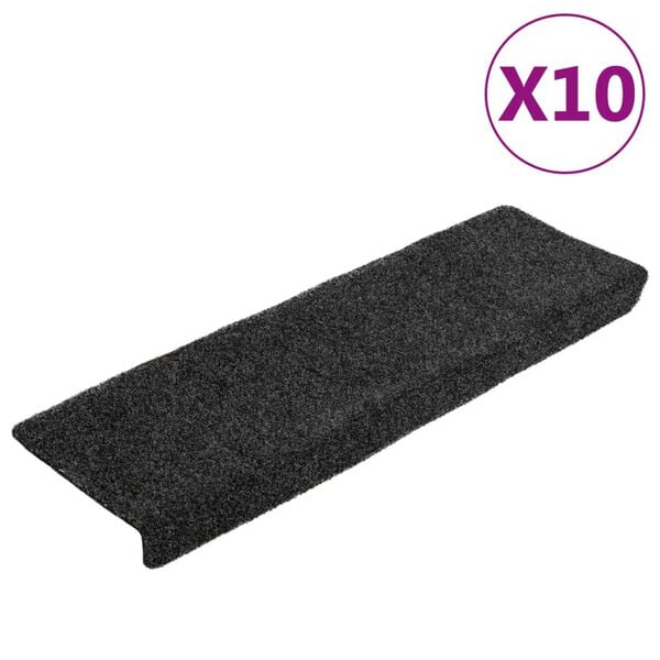 vidaXL Trapmatten zelfklevend 10 stuks 65x21x4 cm grijs rechthoekige rand
