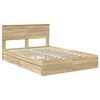 vidaXL Opslag bed met lade Sonoma Eiken 135 x 190 cm Bewerkt hout