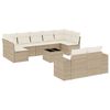 vidaXL 10-delige Loungeset met kussens poly rattan beige
