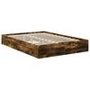 vidaXL Opslag bed met hoofdeinde Beton Grijs 135 x 190 cm Bewerkt hout