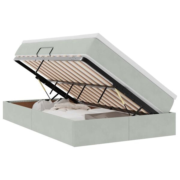 vidaXL Opbergbed met matras met matras Lichtgrijs 120 x 190 cm Fluweel
