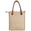 vidaXL Boodschappentas 34,5x10x57 cm canvas en echt leer beige