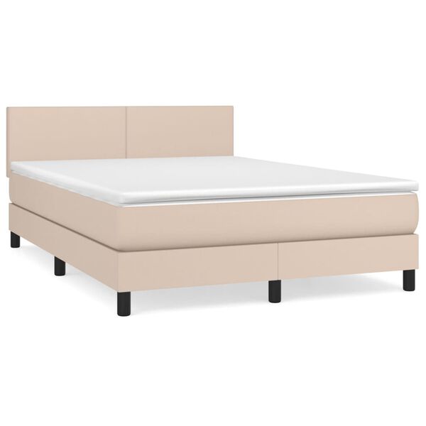 vidaXL Boxspring met matras kunstleer cappuccinokleurig 140x200 cm