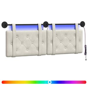 vidaXL Hangend hoofdbord Met LED-verlichting Cr&egrave;mekleurig Fluweel