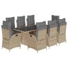 vidaXL 9-delige Tuinset met kussens poly rattan gemengd beige