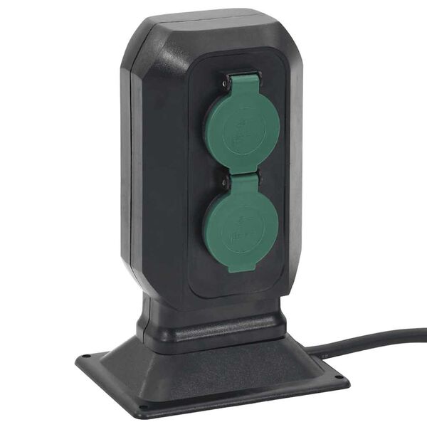 vidaXL Tuinstopcontact en grondpin 4-wegs 15,5x11x24 cm zwart en groen