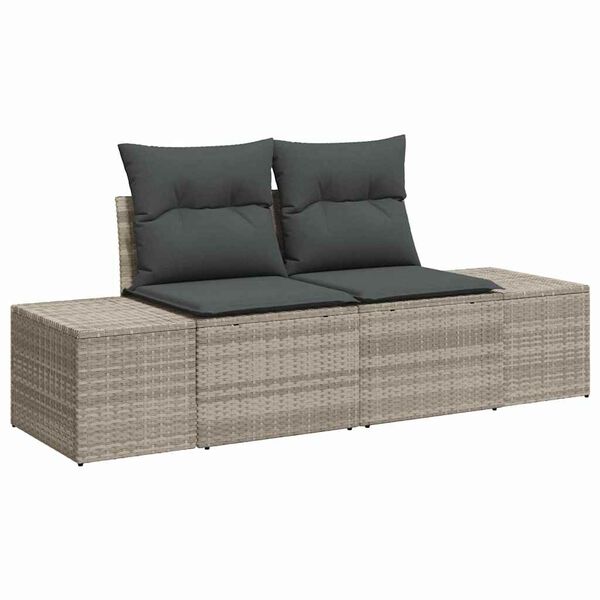 vidaXL Tuin Sofa Set met kussen 7 pcs Lichtgrijs poly rattan