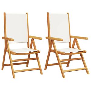 vidaXL Opklapbare stoelen, 2 stuks, cr&egrave;mewit, massief acaciahout en stof.