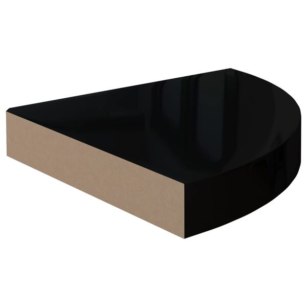 vidaXL Hoekschappen zwevend 2 st 25x25x3,8 cm MDF hoogglans zwart