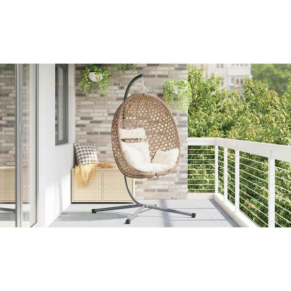 vidaXL Hangende ei-stoel Licht cr&egrave;me 104 x 100 x 191 cm poly rattan