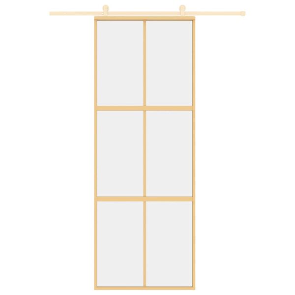 vidaXL Schuifdeur 76x205 cm helder ESG-glas en aluminium goudkleurig