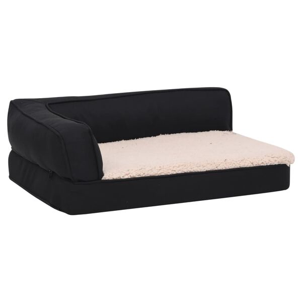 vidaXL Hondenbed ergonomisch linnen-look 90x64 cm fleece zwart