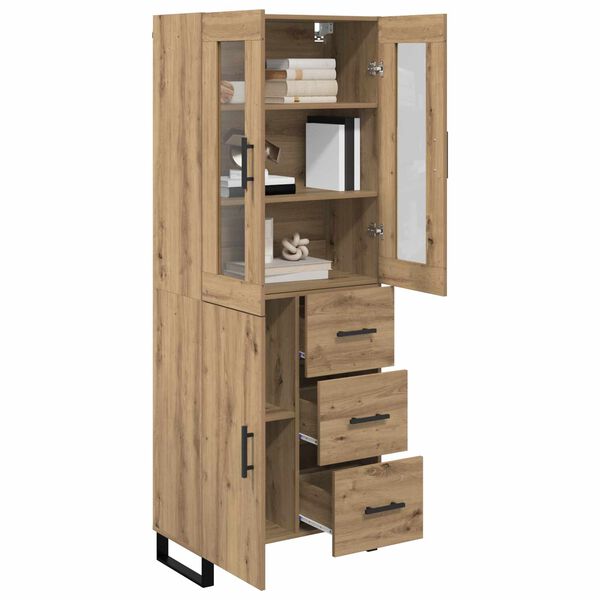 vidaXL Hoge kast met lade 2 pcs Artisan Eiken Bewerkt hout