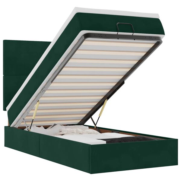 vidaXL Ottoman bed met matrassen en LED's 90x190cm fluweel donkergroen