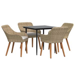 vidaXL Tuin eettafelset 5 st Beige poly rattan