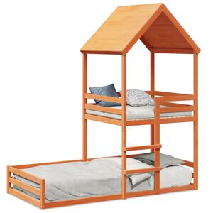 vidaXL Kinderbed met huisje massief grenenhout wasbruin 90x190 cm