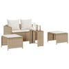 vidaXL 5-delige Tuinbankstel met kussens stapelbaar beige poly rattan