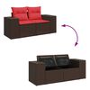 vidaXL 10-delige Loungeset met kussens poly rattan acacia bruin