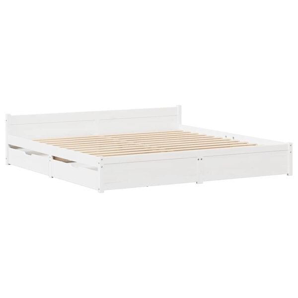 vidaXL Bedframe zonder matras massief grenenhout wit 140x190 cm