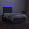 vidaXL Boxspring met matras en LED stof donkergrijs 120x190 cm