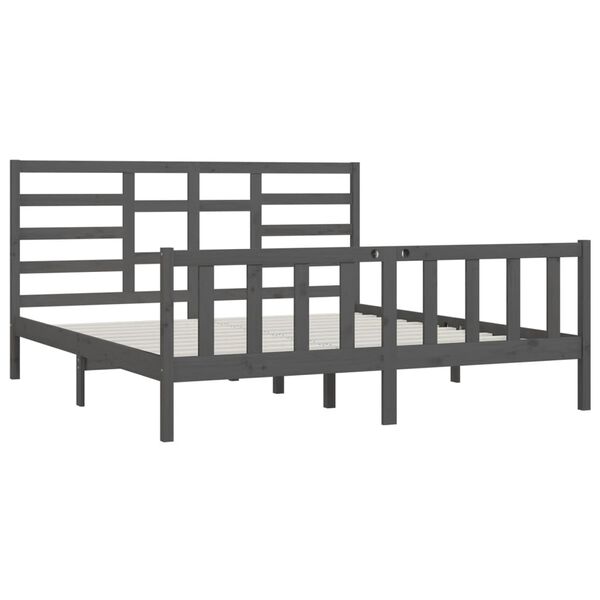 vidaXL Bedframe massief grenenhout grijs 200x200 cm