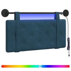 vidaXL Hangend hoofdbord Met LED-verlichting Blauw Fluweel