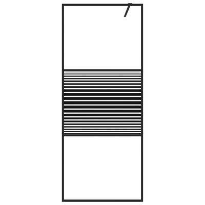 vidaXL Inloopdouchewand 80x195 cm transparant ESG-glas zwart