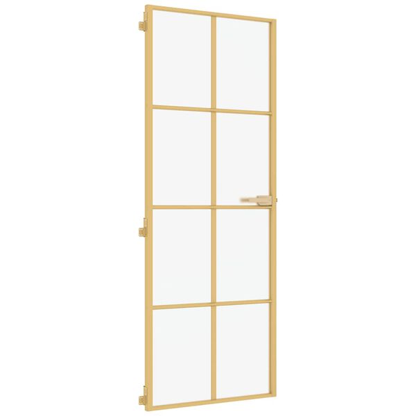 vidaXL Binnendeur smal 76x201,5 cm gehard glas en aluminium goudkleur