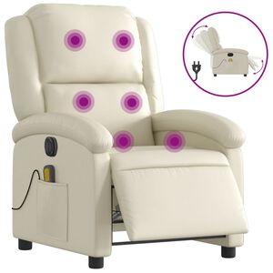 vidaXL Massagestoel verstelbaar elektrisch kunstleer cr&egrave;mekleurig