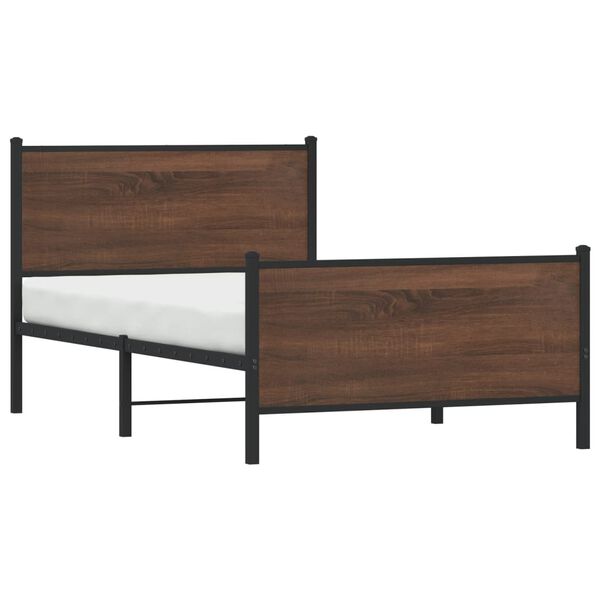 vidaXL Bedframe zonder matras metaal bruin eikenkleurig 107x203 cm