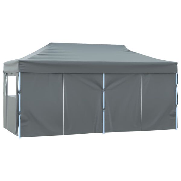 vidaXL Partytent met 4 zijwanden inklapbaar 3x6 m staal antraciet