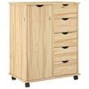 vidaXL Rolling Kast met wiel Bruin 63,5 x 39 x 79 cm Massief Vurenhout