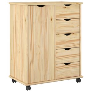 vidaXL Rolling Kast 63,5 x 39 x 79 cm Massief Vurenhout Bruin
