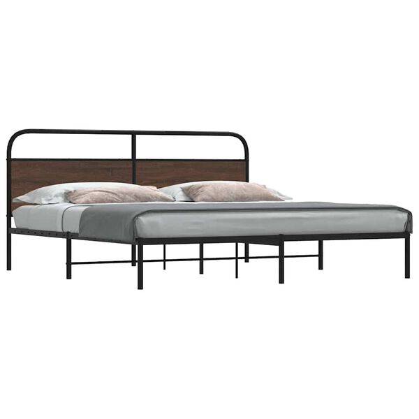 vidaXL Bedframe zonder matras metaal bruin eikenkleur 183x213 cm