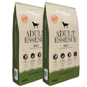 vidaXL Premium hondenvoer droog Adult Essence Beef (2 x 15 kg)