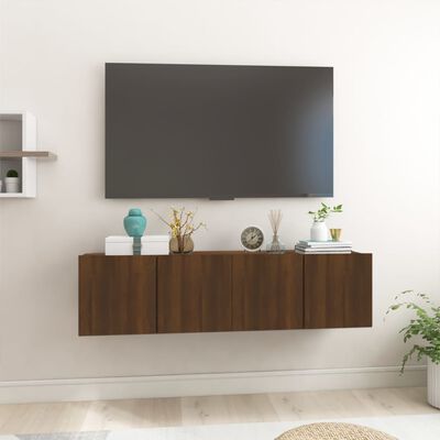 vidaXL Tv-hangmeubelen 2 st 60x30x30 cm bewerkt hout bruin eikenkleur