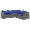 vidaXL 5-delige Loungeset met kussens poly rattan grijs