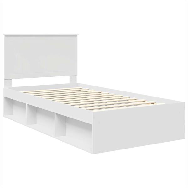 vidaXL Bedframe met hoofdeinde Wit 100 x 200 cm Massief grenenhout