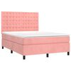 vidaXL Boxspring met matras en LED fluweel roze 140x200 cm