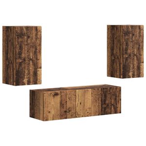 vidaXL TV Wandkast Set Wandgemonteerd 4 pcs Oudhout Bewerkt hout