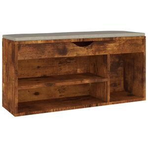 vidaXL Schoenenbank met kussen 104x30x49 cm bewerkt hout gerookt eiken