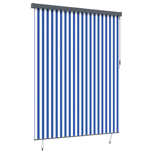 vidaXL Rolgordijn Blauw en Wit 200 x 250 cm Stof en Aluminium