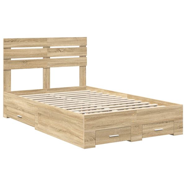 vidaXL Bedframe met lade met hoofdeinde met opslag Bewerkt hout