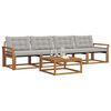 vidaXL Buiten bankenset met kussen 5 pcs Natuurlijk en Lichtgrijs