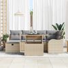 vidaXL Tuin Sofa Set met kussen met opslag 7 pcs Beige Poly riet