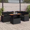 vidaXL 6-delige Loungeset met kussens poly rattan acacia zwart