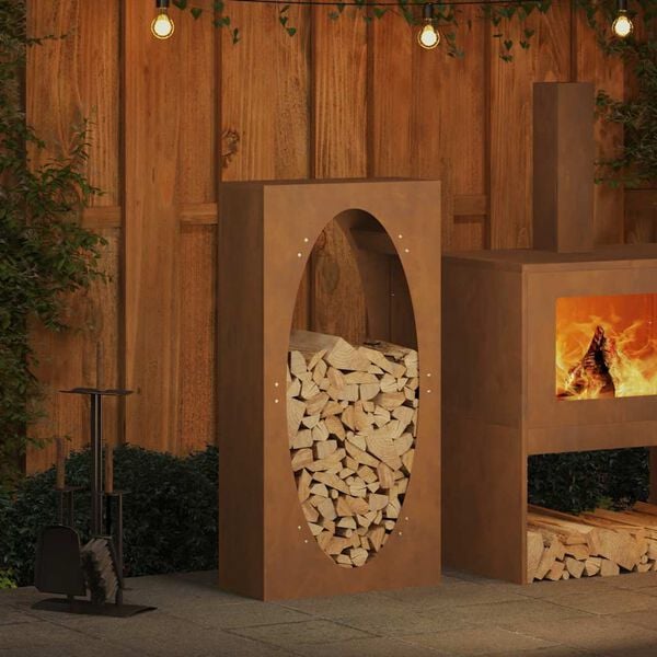 vidaXL Brandhoutrek 50x23x100 cm weervast staal