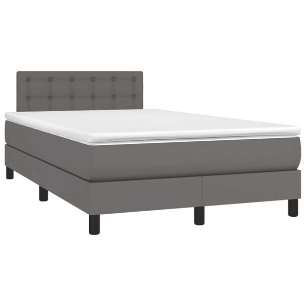 vidaXL Boxspring met matras kunstleer grijs 120x190 cm